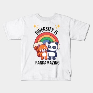 Diversity is pandamazing - cute & funny panda quote for more kindness and tolerance Kids T-Shirt